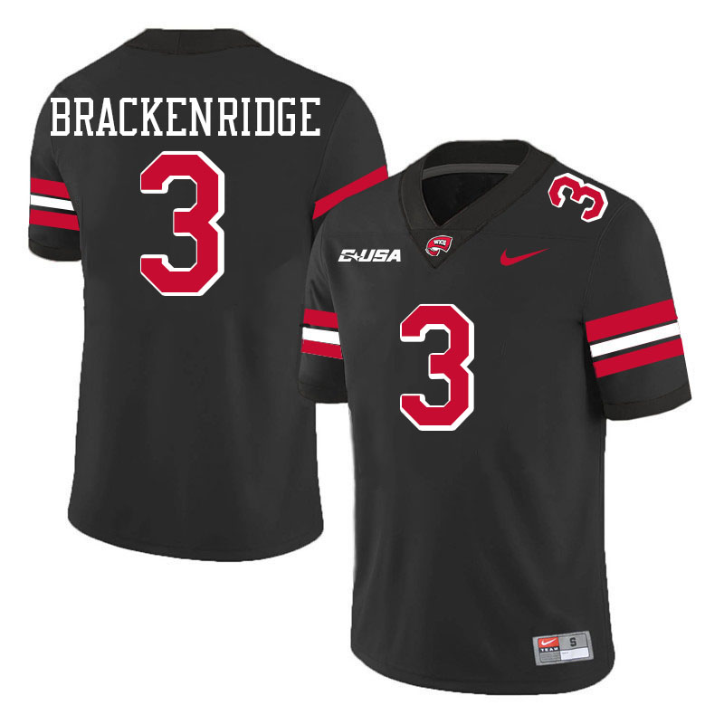 Anthony Brackenridge WKU Jersey, Western Kentucky Hilltoppers #3 Anthony Brackenridge Jersey Youth-Black